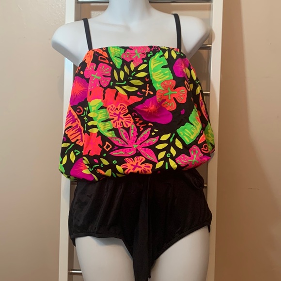 St. Tropez Swimwear Vintage Neon Print 1 Piece 🥳🛍Host Pick🛍🥳 - Picture 1 of 5